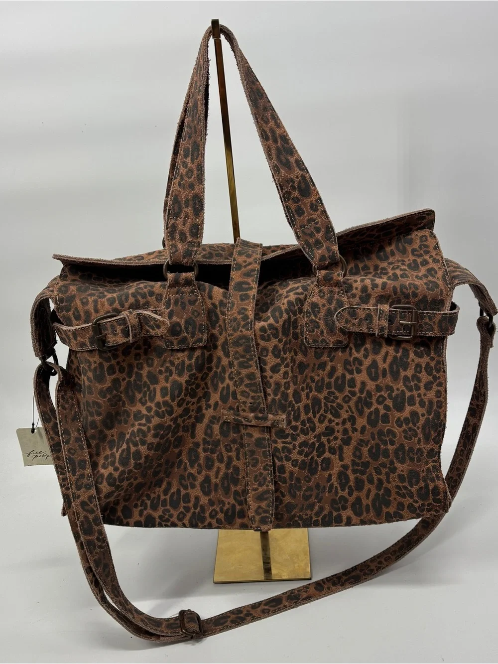 Free People Wild Thing leather Leopard Tote Bag